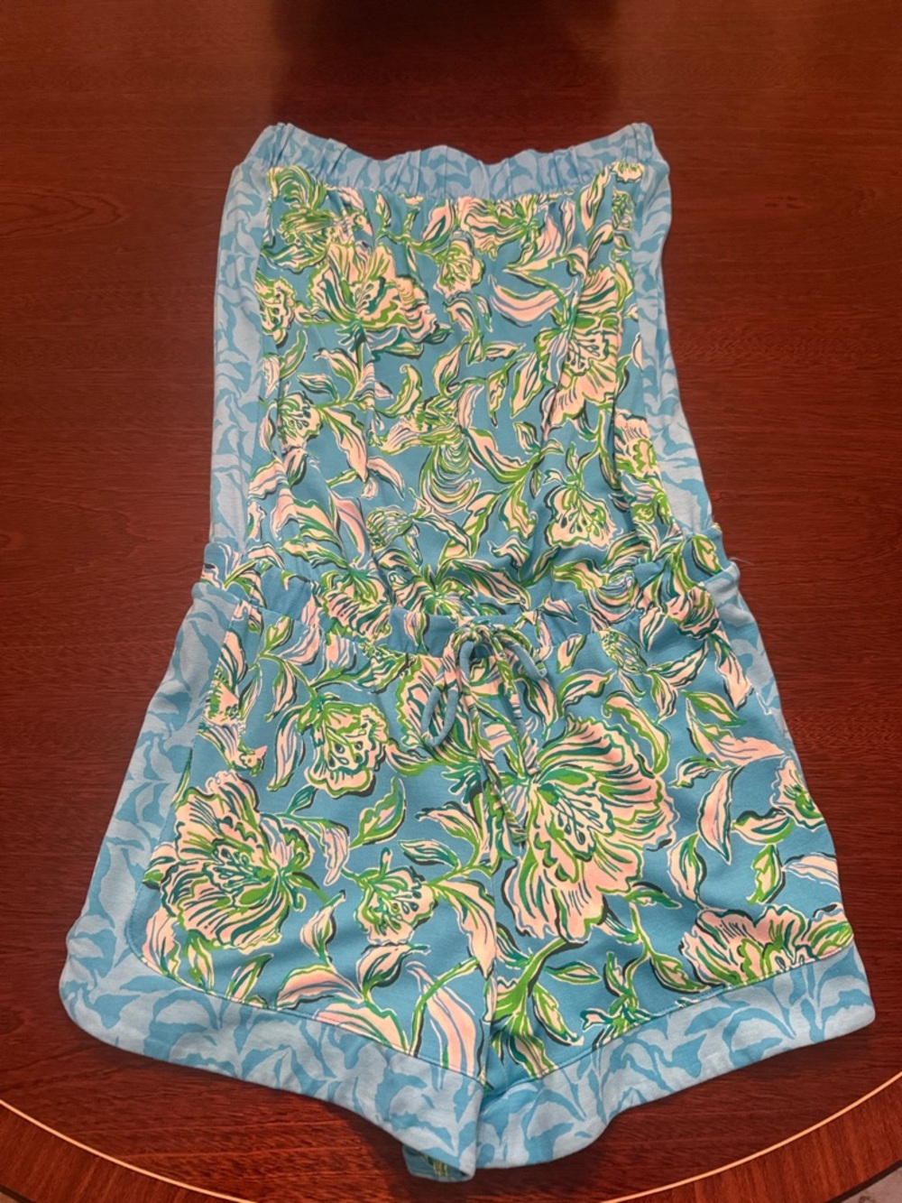 Lilly Pulitzer Blue Floral Strapless Romper